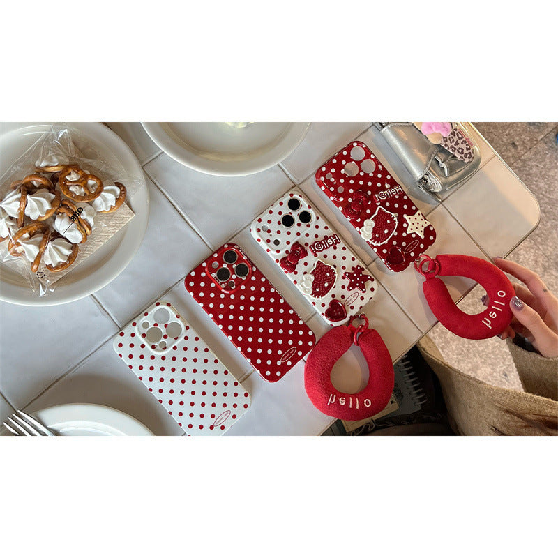 Korean Style Polka Dot Star Cat Silicone Phone Case